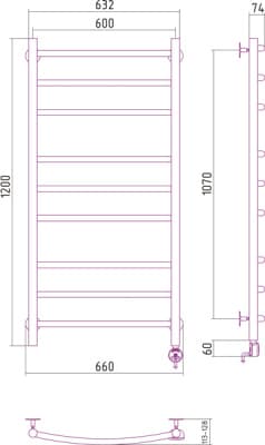 полотенцесушитель электрический сунержа галант 1200х600