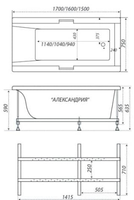акриловая ванна тритон александрия 160