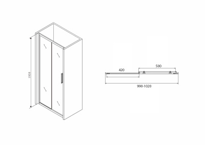 душевая дверь в нишу abber ag30100bh 100x195
