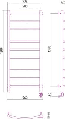 полотенцесушитель электрический сунержа галант 1200х500