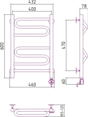 полотенцесушитель электрический сунержа элегия 600х400