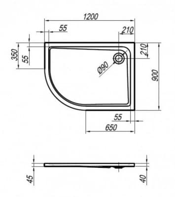 поддон душевой kolpa san malur 120х90 левый