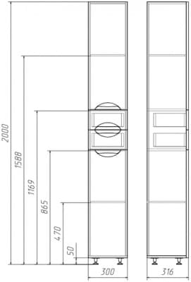 пенал для ванны домино грация 30