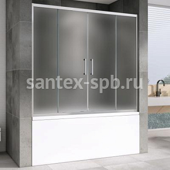 Шторка-ограждение на ванну стеклянная ABBER 160x140 Матовая